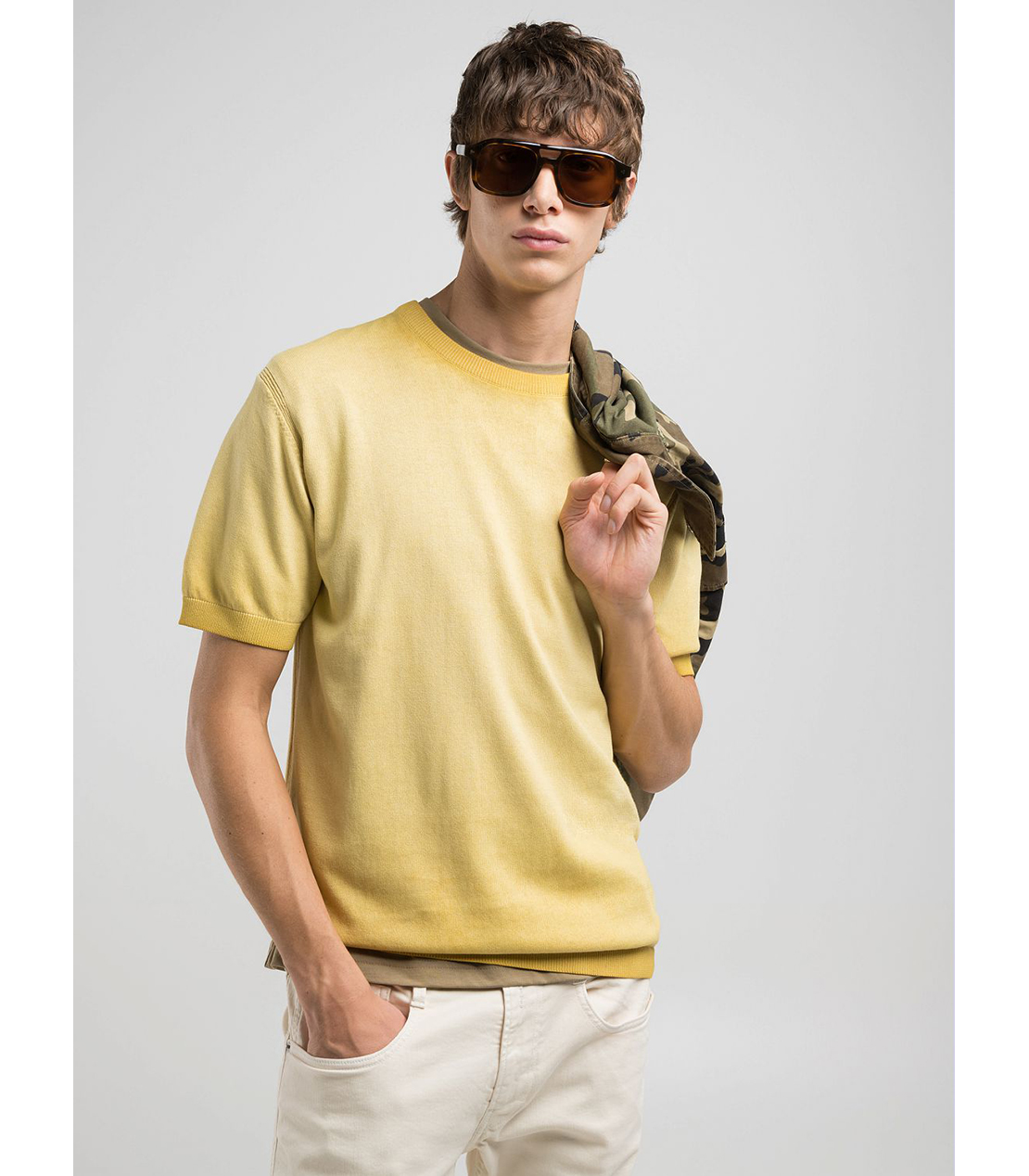 オンブレ ソフトコットン半袖ニット 詳細画像 トスカーナイエロー 3